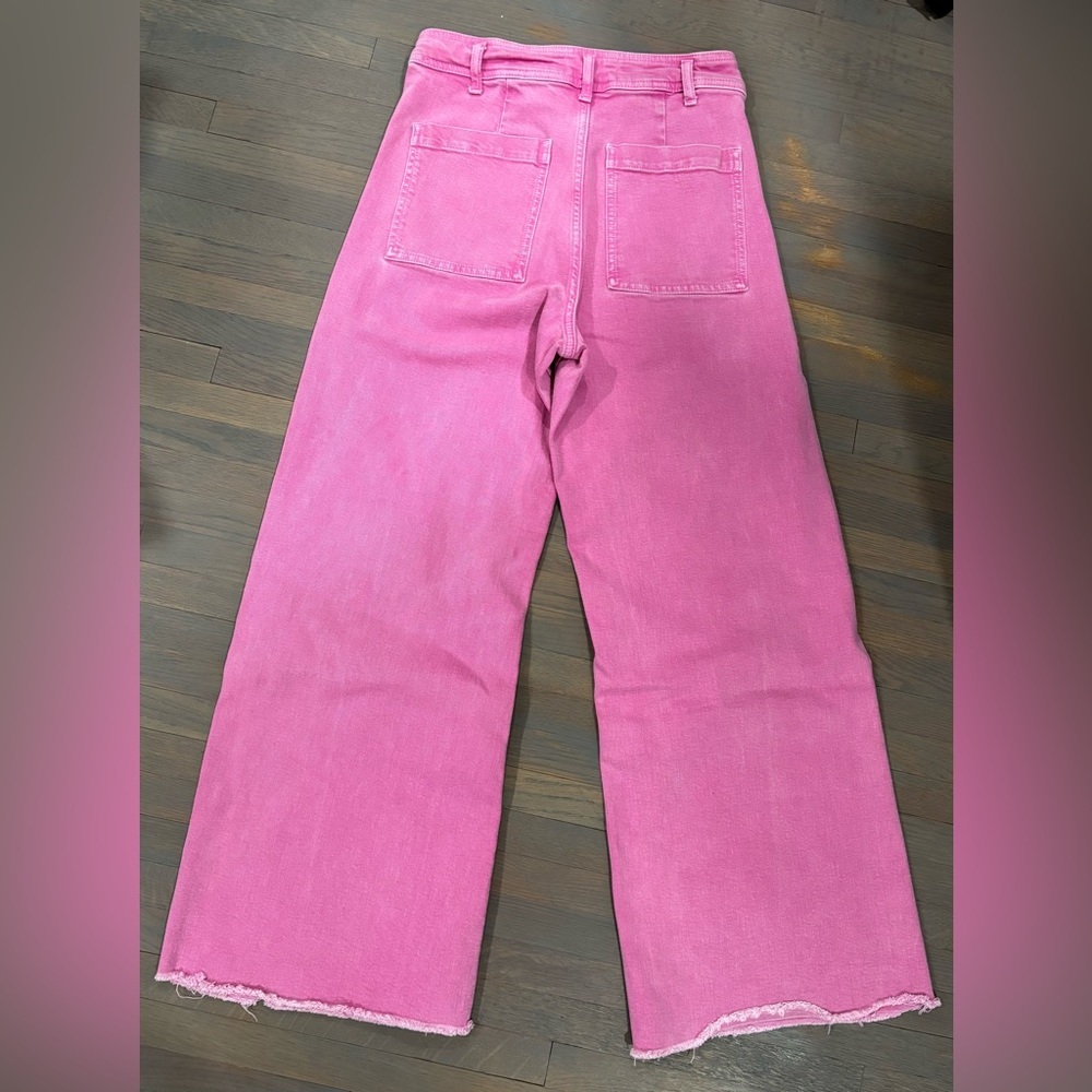 634. Zara High Waisted Wide Leg Pink Jeans - Picture 3 of 7